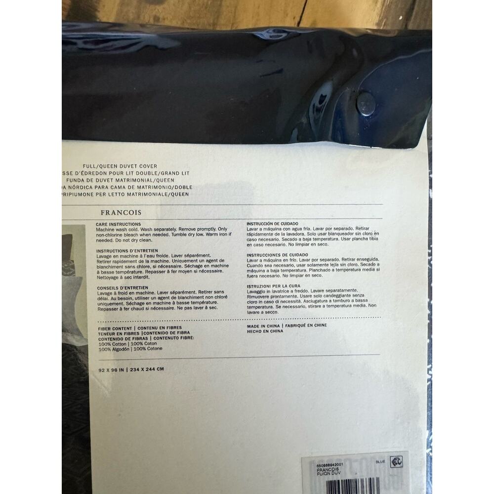 NWT Ralph Lauren Francois Full/Queen Duvet Cover Navy Blue 100% Cotton 96" x 92" - Picture 6 of 8